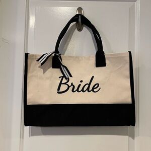 Bride Canvas Tote Bag - Black and Cream